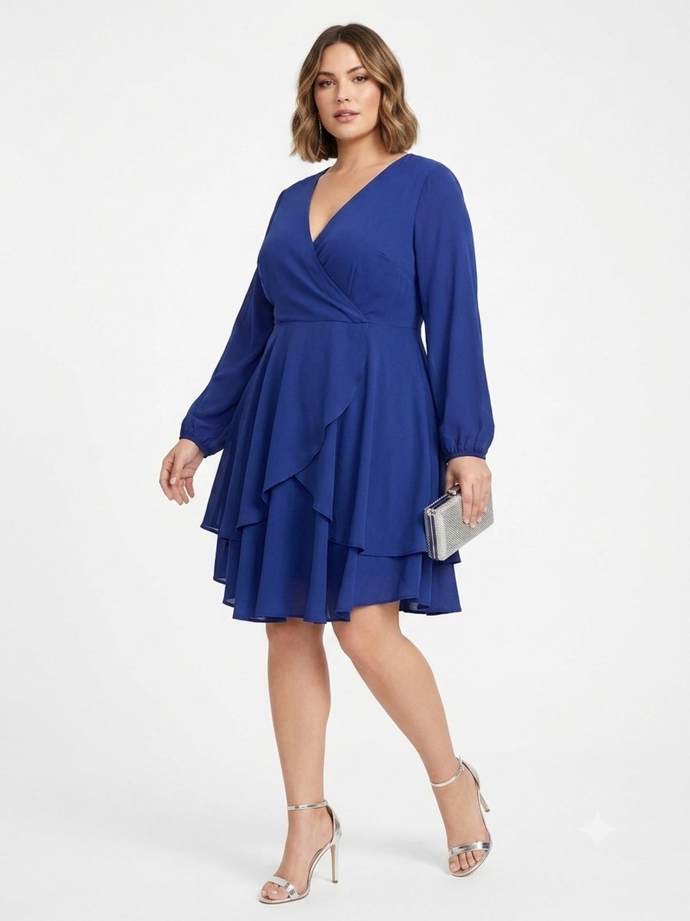 Gocolloa Blue Long-Sleeve Tiered Dress Size 18 NWT P2P 21.5 In